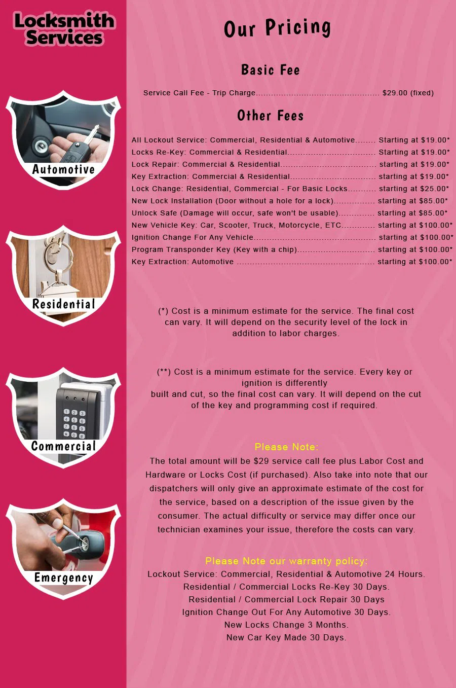 Iselin NJ Locksmith Store Iselin, NJ 732-751-4137 - price-list-c-18